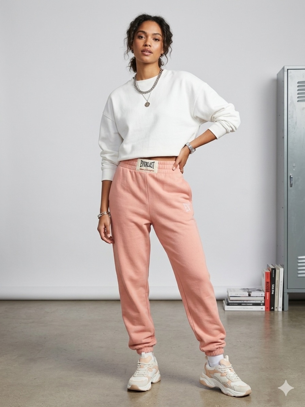 Zara x Everlast Collaboration High-Waisted Jogger Sweatpants - Saltwater Pink
